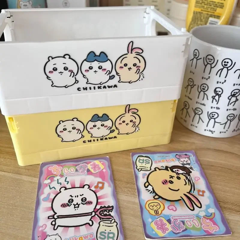 

MINISO Chikawa Hachiware Usagi Girl Stationery Hair Clip Foldable Box Anime Kawaii Desktop Portable Storage Box Cosmetic Cartoon