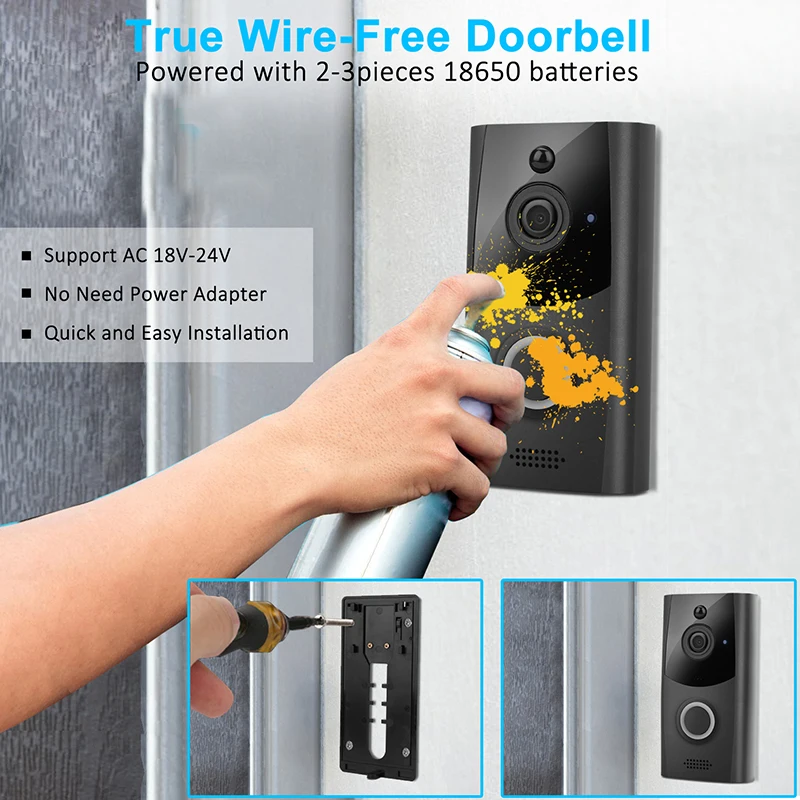 Wifi Wireless Video Intercom สมาร์ทโฮมประตู Bell กล้อง1080P HD Call ไร้สายวิดีโอ Peephole ประตูสมาร์ท