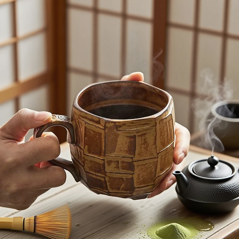 

420 мл ретро грубая керамическая кофейная чашка в японском стиле керамическая кружка офисная бытовая чашка для завтрака молочный сок чашка для воды посуда для напитков