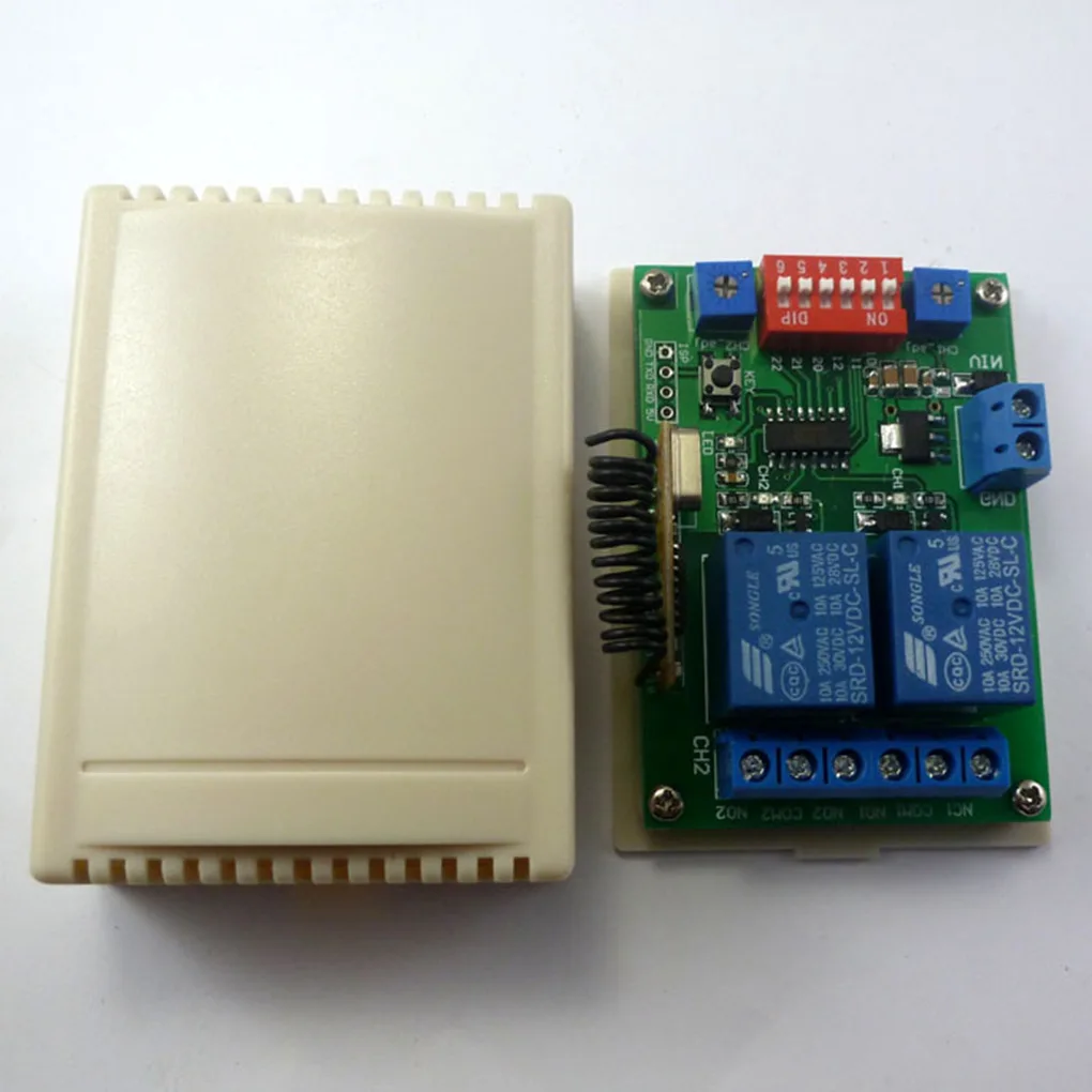 DC12V 2 Channel Multifunction Wireless Controller Delay Inching Self-locking Relay Learning Code Remote Control