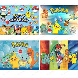 Pokemon Backdrop For Boys Birthday Party Custom Kids Name Age Photography Background Cute Pikachu Photo Baby Shower Banner Decor