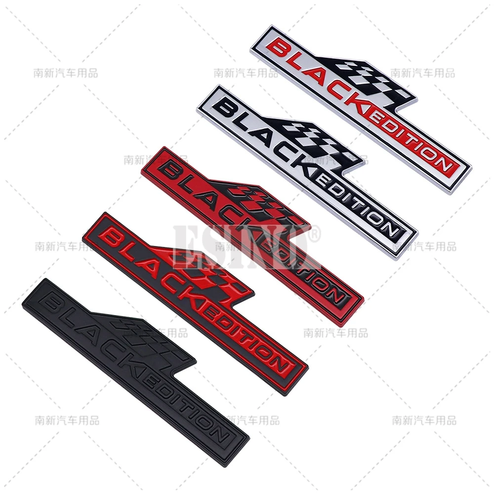 3D Black Edition Metal Car Emblem Adhesive Rear Trunk Badge Fender Sticker Body Decal Accessory for Vehicle Decoration