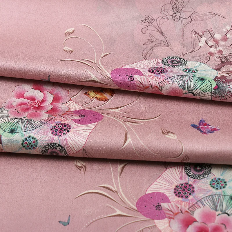 

Замшевая ткань с цифровым принтом в форме веера для зимнего женского Cheongsam среднего возраста, традиционная китайская одежда, текстиль