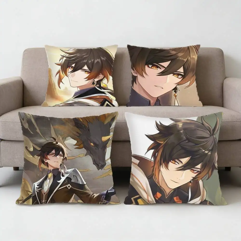 

Geo Archon of Liyue Zhongli Pillow Case Sofa Living Room Bedroom Headboard Backrest Cushion Square Cushion Nap Time