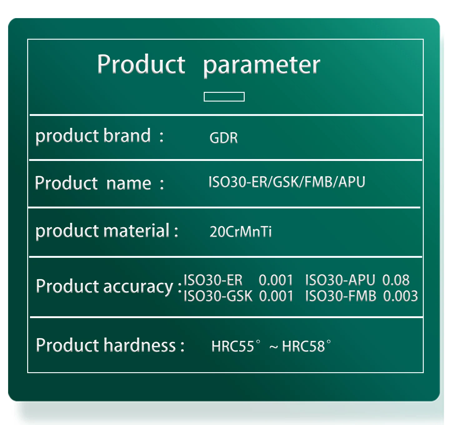 GDR ISO ISO30 ER16 ISO30 ER20 ISO30 ER25 ISO30 ER32 SK10 SK16 ISO30 APU08 APU13 ISO30 FMB FMB22 Werkzeughalterhalterung Werkzeugspannzange – Detail 1