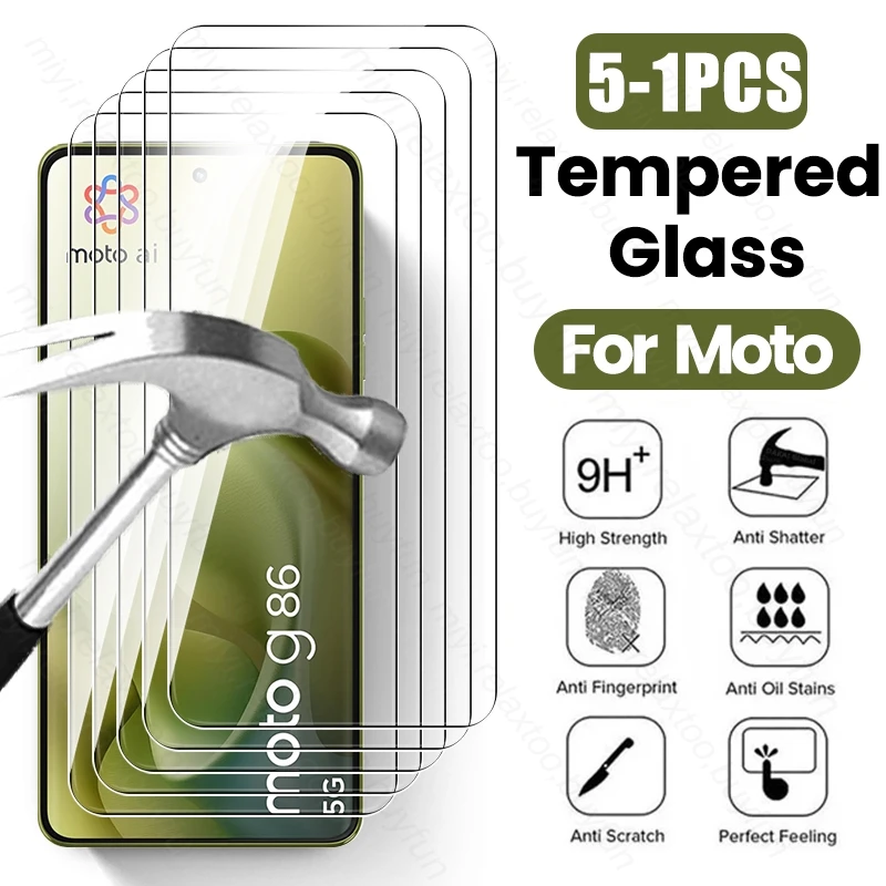 MotoG86 vidrio 5-1 Uds 9H vidrio templado para Moto G86 Motorola G 86 Power G86Power 86G 5G Protector de pantalla película HD a prueba de explosiones