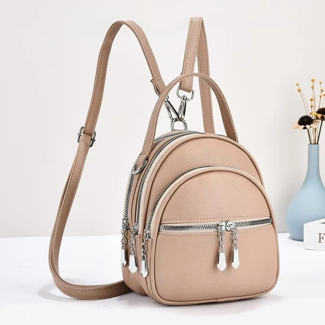 Solid Color Casual School Daypack Mini Women Backpack High Quality Multi Functional Small Backpack for Ladies Daily Outdoor
