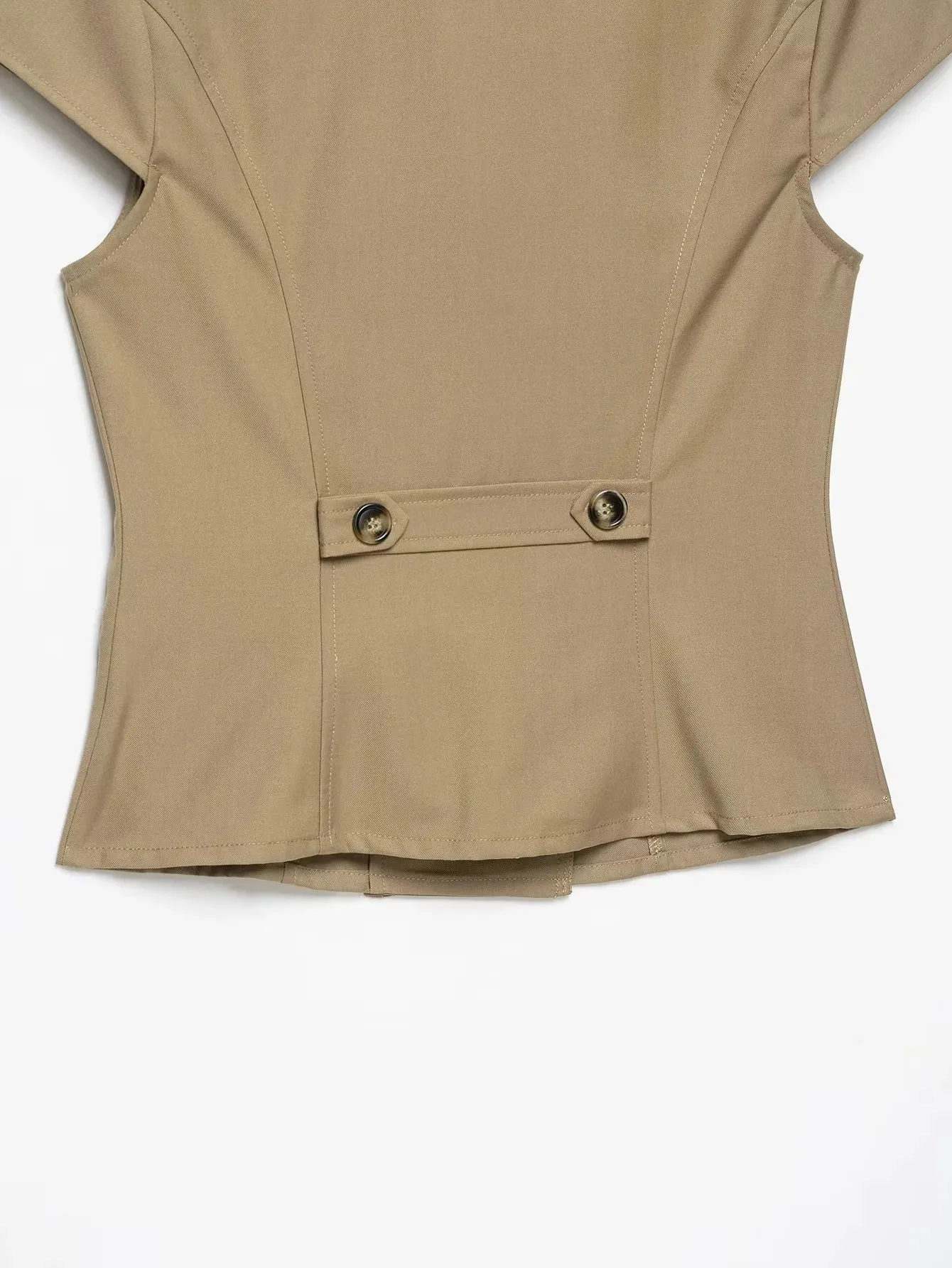 Damen Doppelreihige Bluse 2026 Sommer Kurzarm Umlegekragen Slim Fit Knopfleiste Hemd Elegante Büro-Damen Oberteile – Detail 8