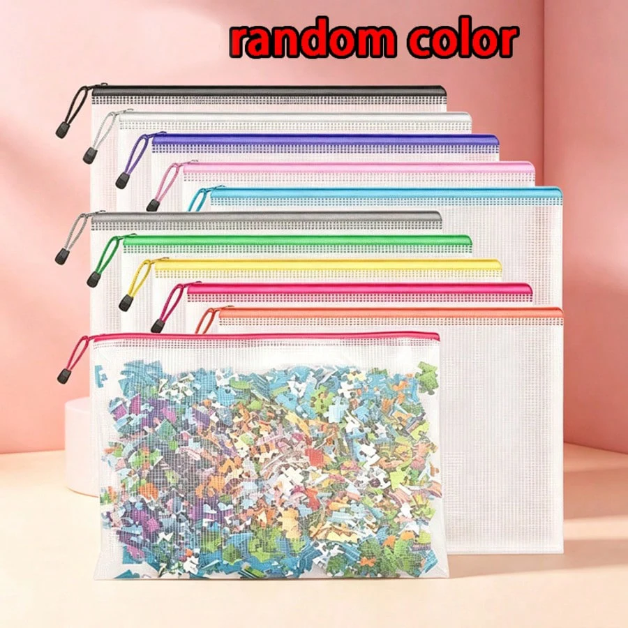 

Mesh Zipper Bag, A4 file bag, Waterproof Zipper Bag, Suitable for School Office Supplies, Puzzles, Chessboard Game Storage and C