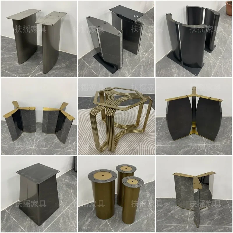 Modern Light Luxury Rock Plate Table Leg Brackets Marble Luxury Stone Stainless Steel Metal Round Dining Table Household Bracket