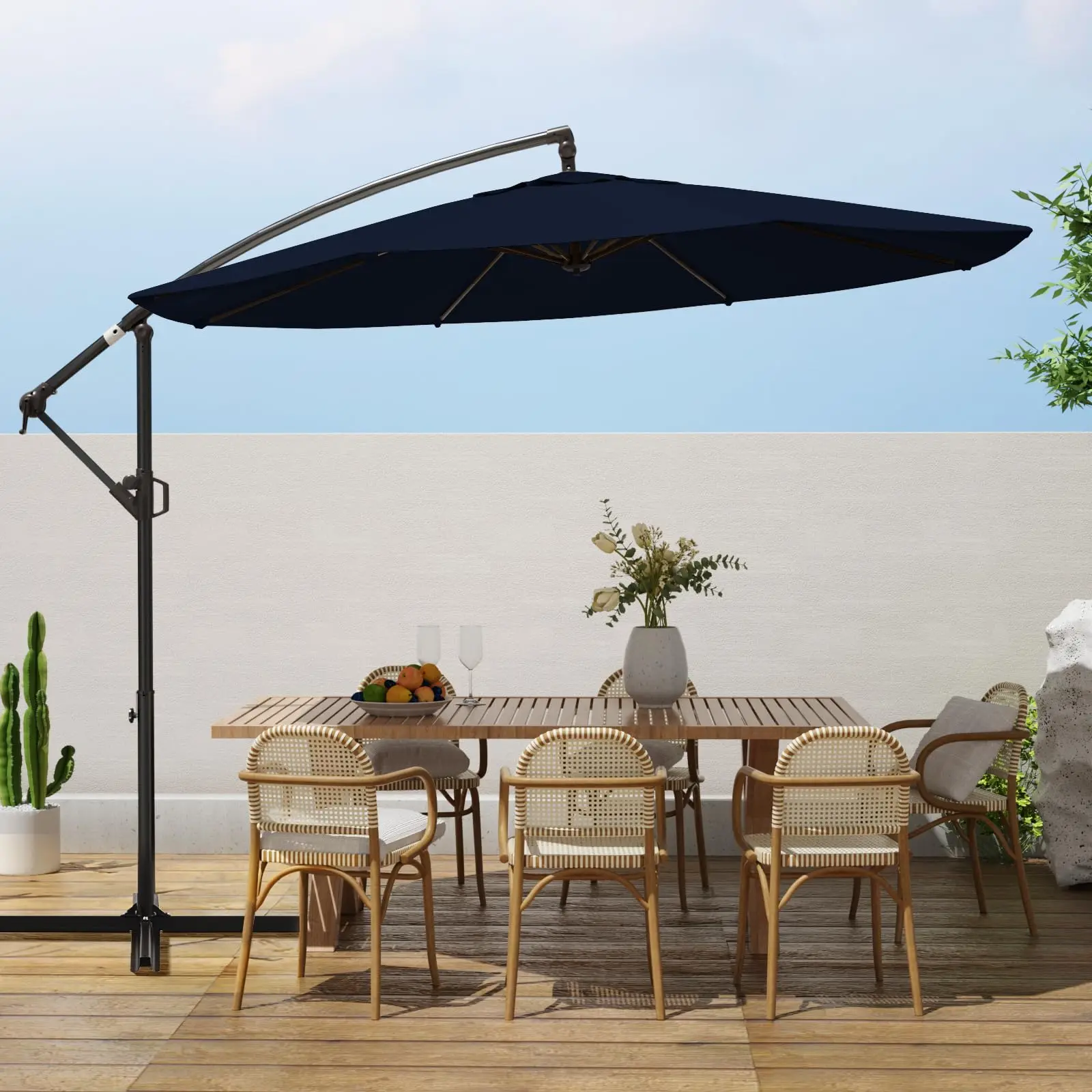 10ft Patio Umbrellas Offset Outdoor Umbrella Cantilever Hanging Umbrellas w/Infinite Tilt, Fade Resistant Waterproof