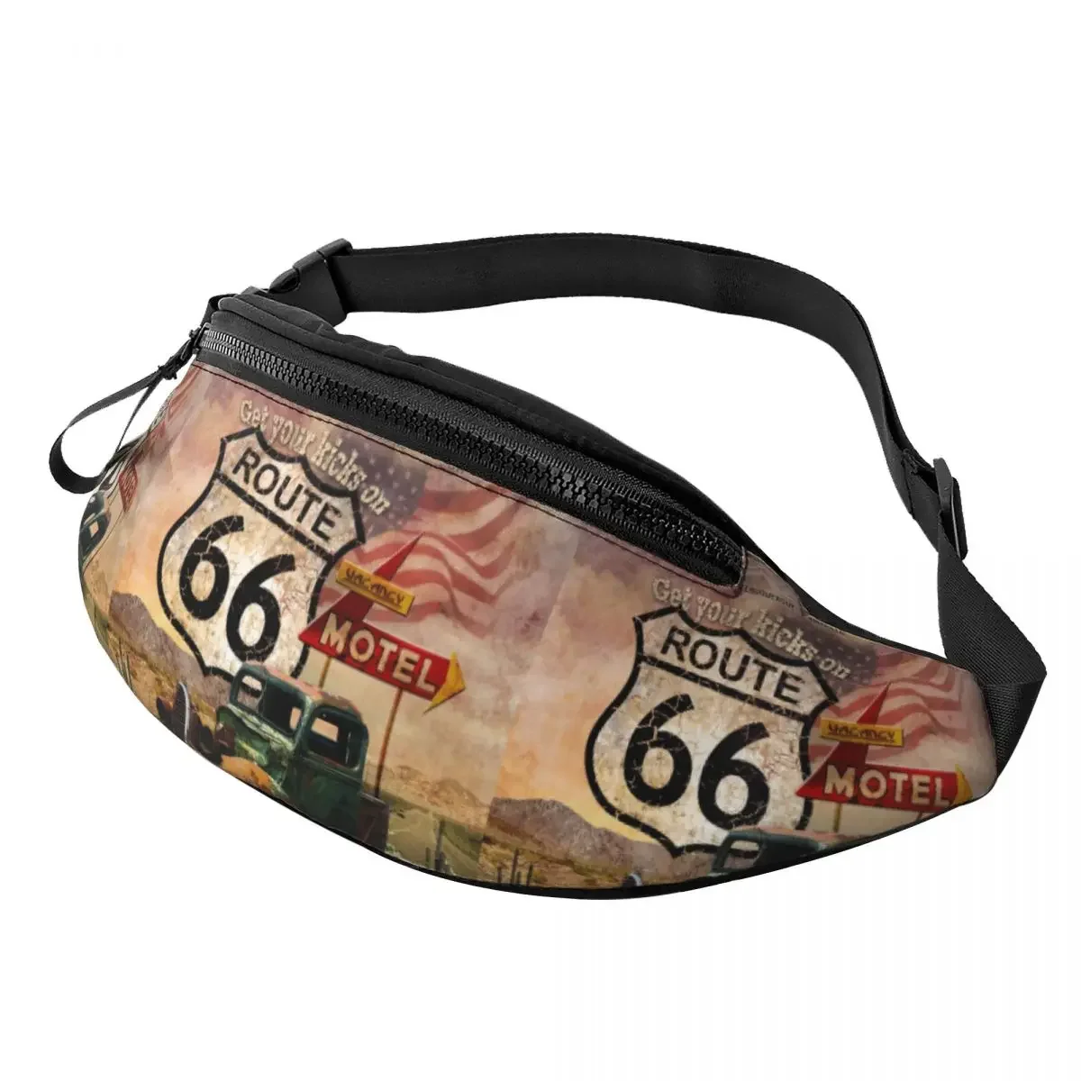 Bolsa de cintura crossbody para viajar, bolsa de dinheiro para telefone, Fanny Pack, moda feminina, Get Your Kicks On Route 66, EUA Highways