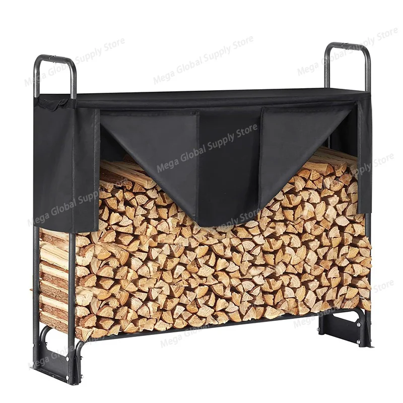 

Metal Outdoor Firewood Racks Wood Storage Holder Fireplace Heavy Duty Firewood Pile Storage Rack Large Capacity Waterproof Stand