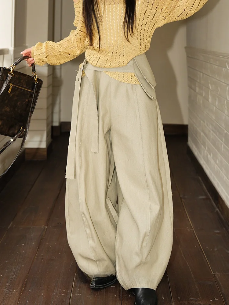

Retro Design Sensation Blade Jeans Women's Spring Loose Match All Balloon Pants Wide Leg Pants Long Cotton Casual Pants