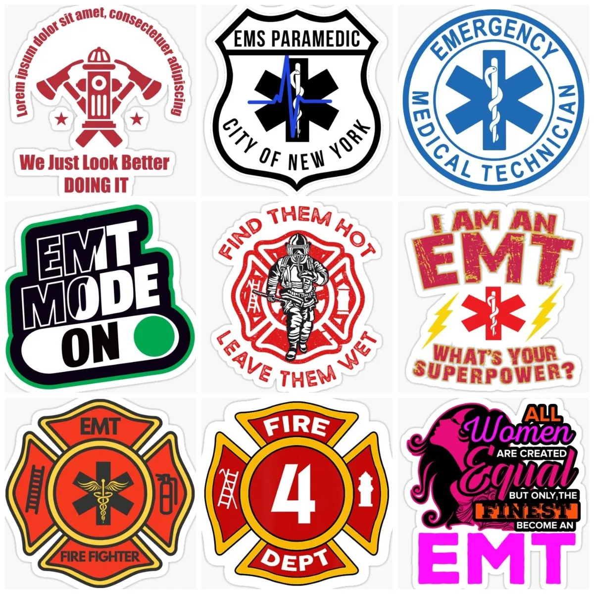 EMT Firefighter sign Creative Sticker Truck Car Laptop Accessories wall moto window glass helmet camper decal Customizable PVC