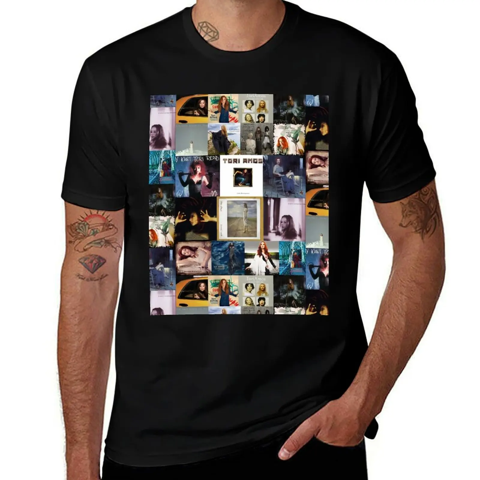 Amos Tori Print Album Collage Records Collection T-Shirt Anti-Perspiration Workout Top