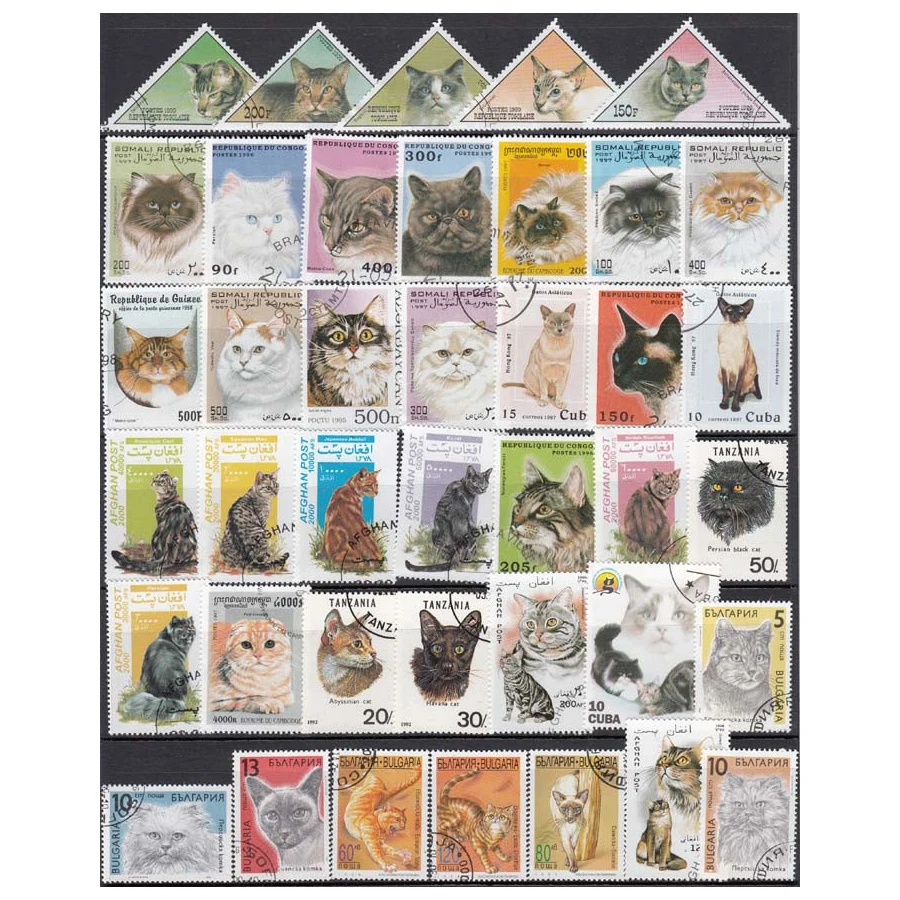 Cats Pets Animals 50 100 Pcs/lot Topic Stamps World Original Postage Stamp with Postmark Good Condition Collection No Repeat