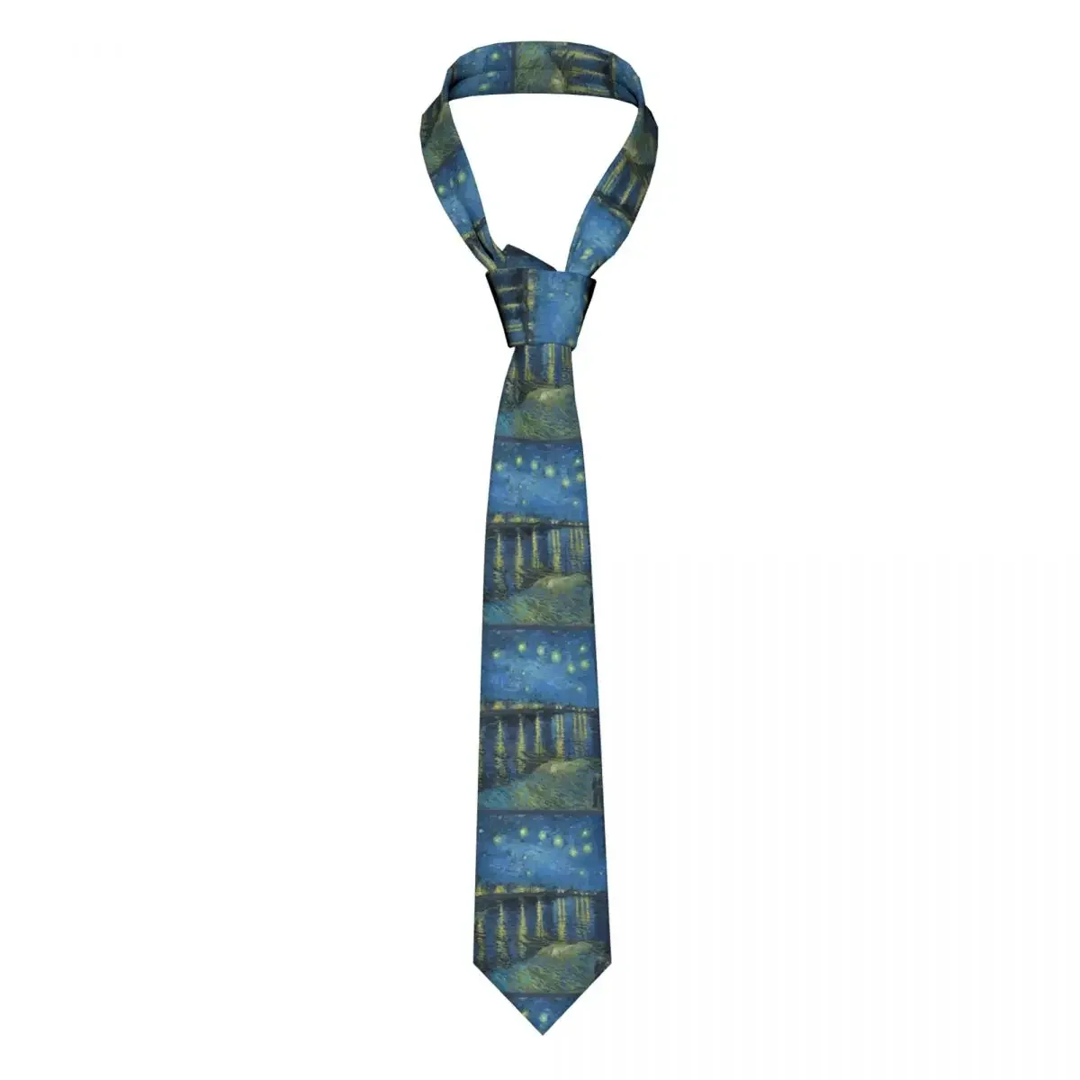 Custom Starry Night Over The Rhone Tie Men's Formal Silk Vincent Van Gogh Neckties for Office