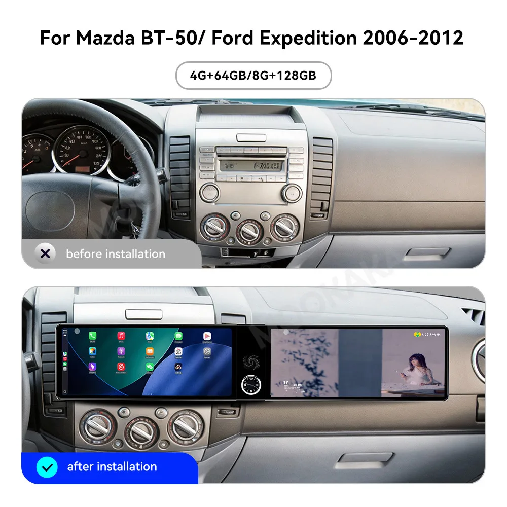 12.3 Inch Screen Car Radio For Mazda BT-50 Ford Expedition 2006-2012 Android GPS Navigation Multimedia Stereo Receiver Head Unit