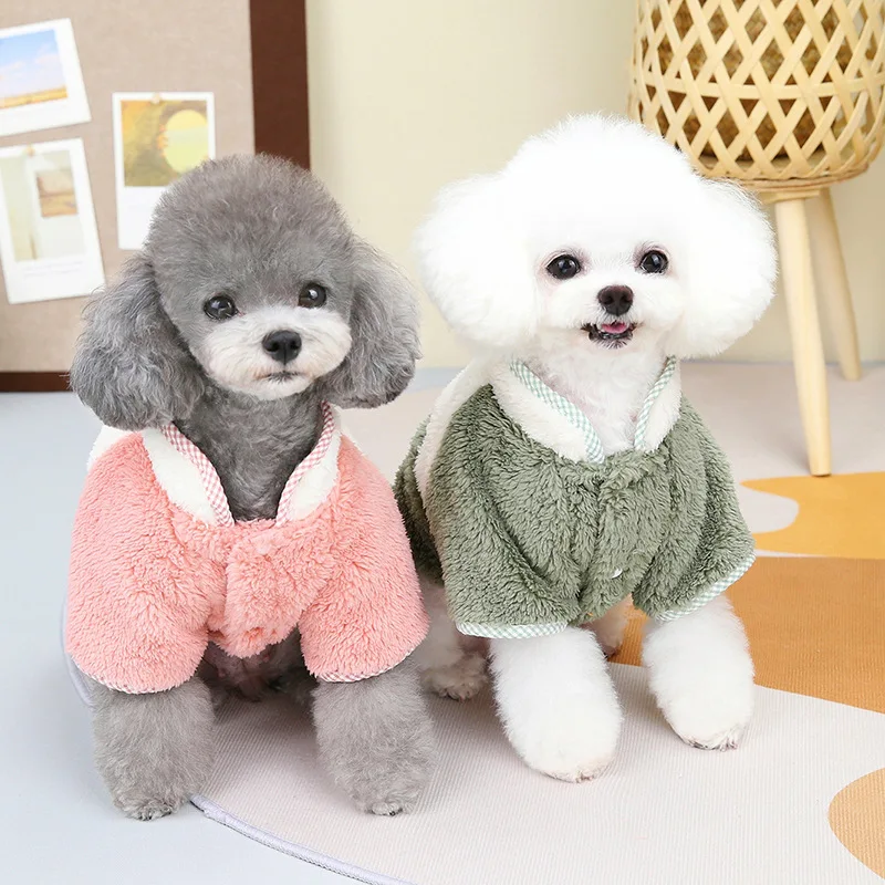 Dog Plush Patchwork Top Small Dog Autumn Winter Small Dog Cute Cotton-padded Clothes Dog Clothes for Small Dogs Pet Clothes