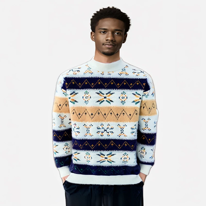 ใหม่อินเทรนด์Patchworkสีเสื้อกันหนาว2025ฤดูใบไม้ร่วงฤดูหนาวแฟชั่นถักClohtes Thicken Warmเสื้อกันหนาว