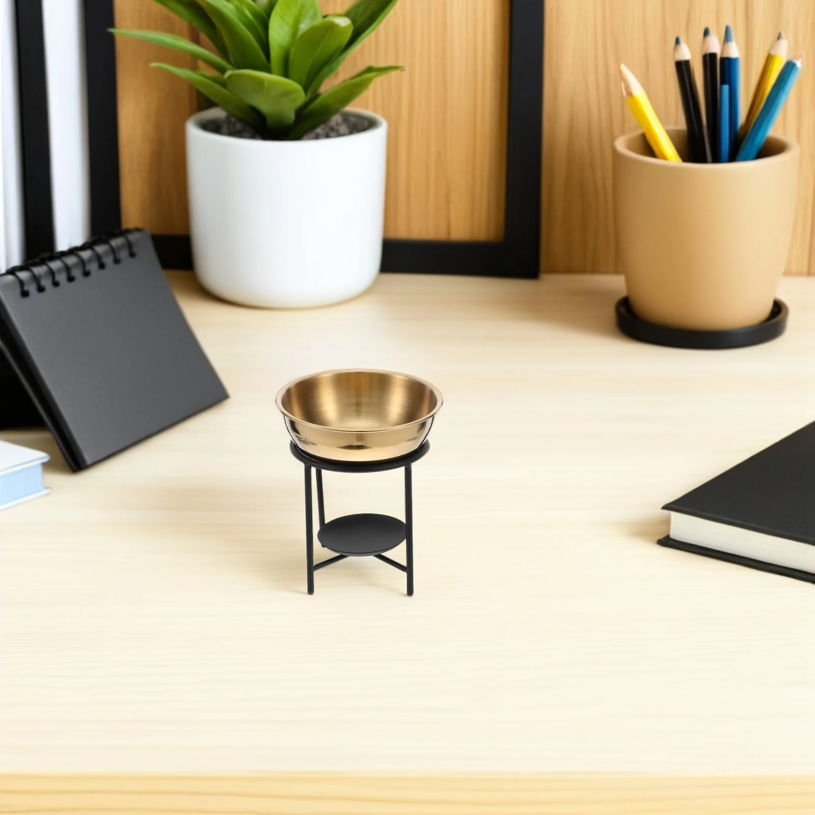 

Essential Oil Burner Black Stainless Steel Quadripod Wax Warmer Bowl For Aromatherapy Home Decor Scented Diffuser