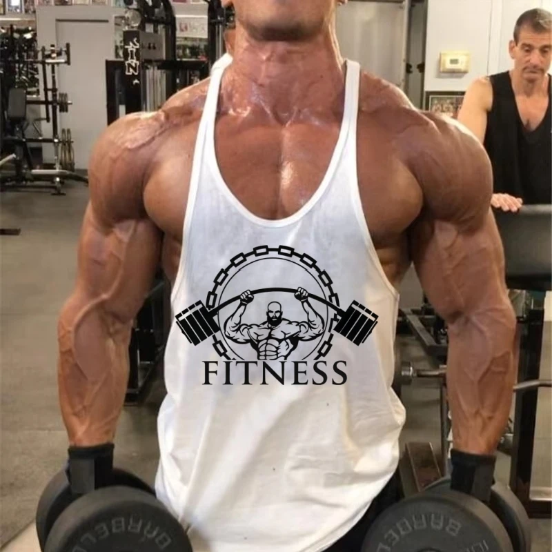 سترة سترينجر للياقة البدنية للرجال على شكل حرف Y من الخلف عالية - قميص رياضي من القطن المطاطي سريع الجفاف بدون أكمام ملابس رياضية لكمال الأجسام قابلة للتنفس