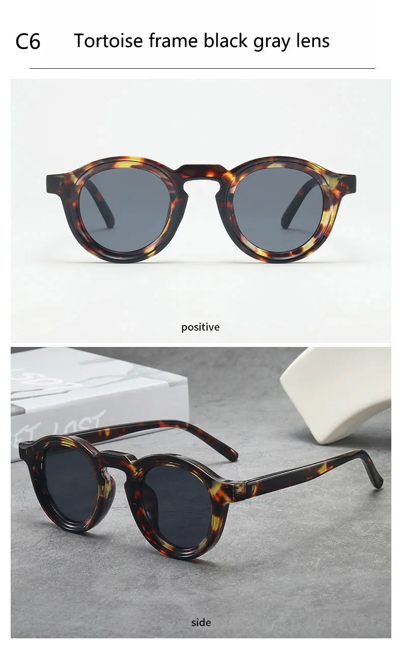 2025 Retro-Sonnenbrille mit dickem Rahmen, ovale Sonnenbrille für Herren, amerikanischer Stil, graue Brillen, Retro-Leopardenmuster-Brille, UV400-Rezept – Detail 15