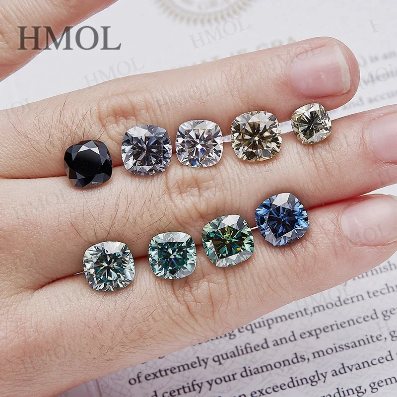 New Mixed Color Square Cushion Moissanite Loose Gemstone Diamond Stone With GRA Certificate Wholesale DIY Jewelry MakingMaterial