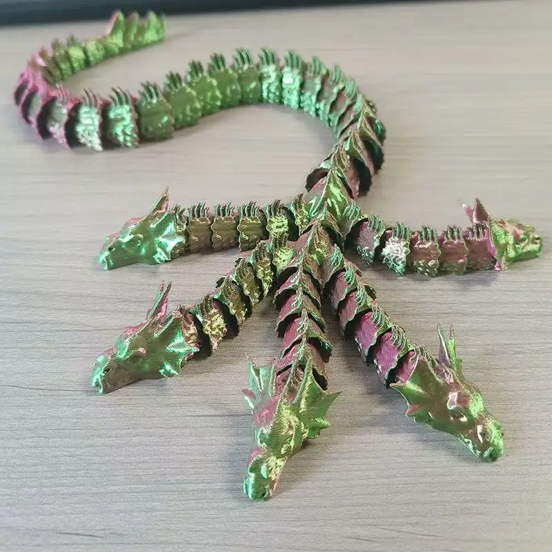 44cm 5Heads Dragon Model 3D Printed Joint Movable Figurer Desktop Ornaments Comic Carnival Cosplay Props Men's Dragon Xmas Gifts