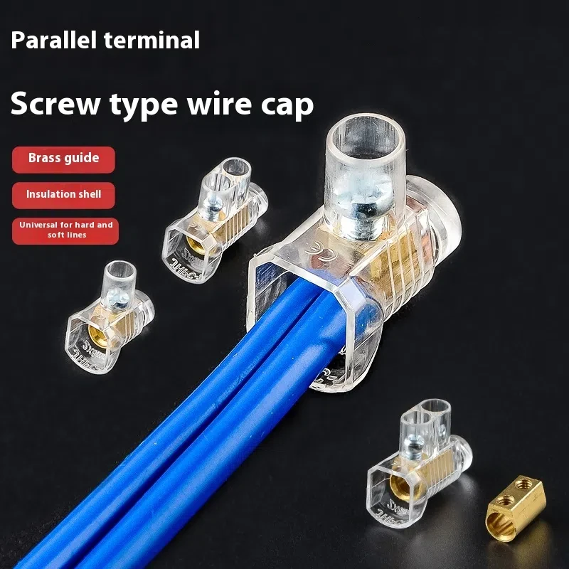 10 Pieces Screw Type Crimping Cap Wire Joint Splitter, High-power Pure Copper 6/10 Square Parallel Wire Terminal Block