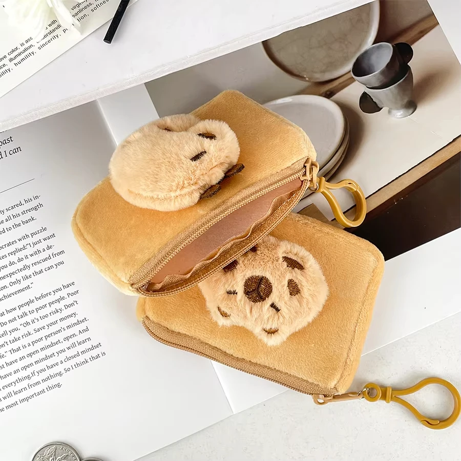 

Cute Capybara Plush Coin Purse Cartoon Zipper Change Purse With Keychain Mini Wallet Money Bag Pendant Fashion Storage Bag Pouch