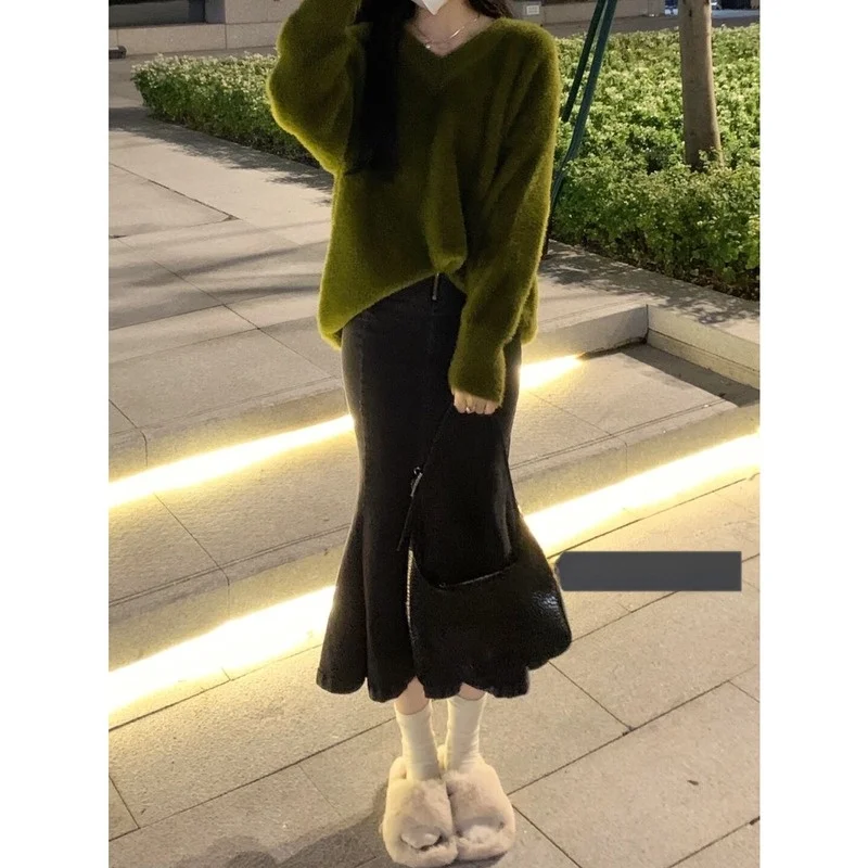 Gonna di jeans a coda fi asimmetrica a vita alta Bla Gonna da donna sexy dimagrante di piccole dimensioni con pieghe