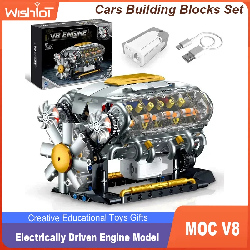 

MOC V8 Technik, модель электроприводной двигателя, набор строительных блоков, креативные развивающие игрушки, рождественские подарки для мальчиков и детей