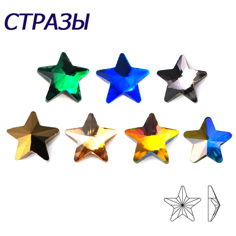 100pcs Star Shape Nail Charms Non Hotfix Strass Rhinestones Flatback Glass Crystal for Nails Art DIY Crafts Accessories