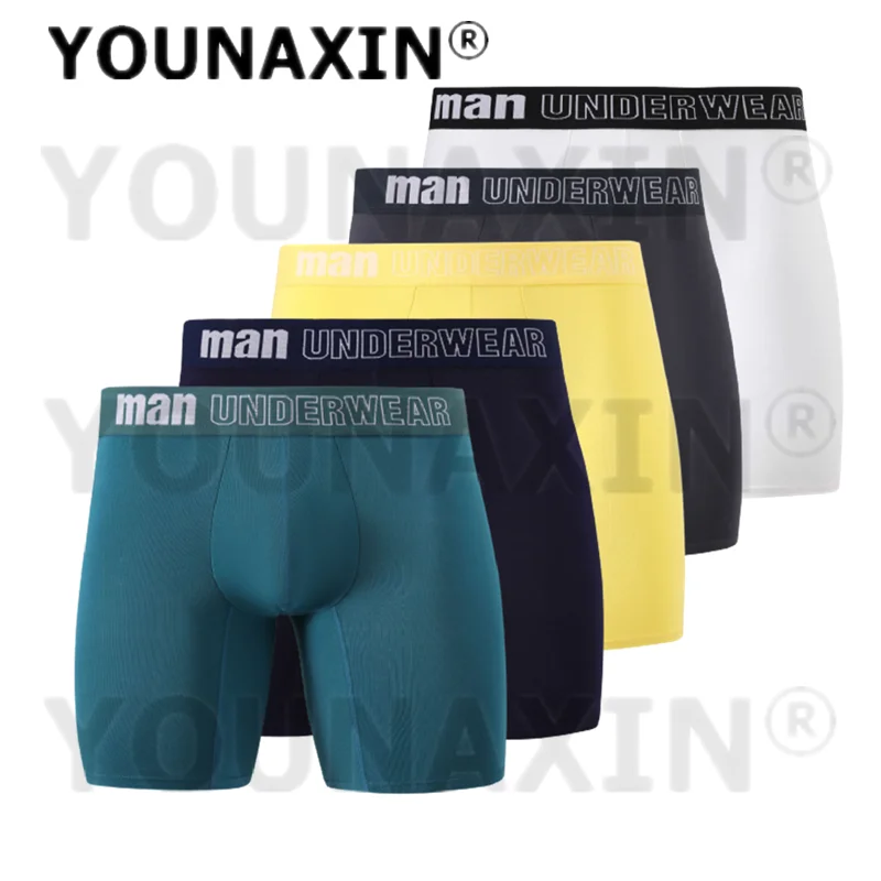 5 Pcs Men\'s Big Size Undies Long Boxers Briefs Panties Bamboo Fiber Underpant Knickers Underwear M L XL 2XL 3XL 4XL 5XL 6XL 7XL