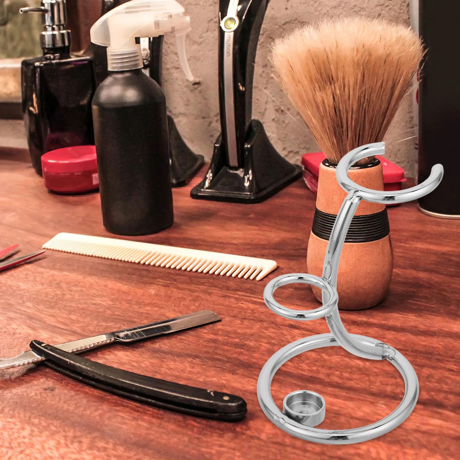 

Metal Razor Storage Rack Multipurpose Shaving Brush Holder Bathroom Organizer Space Saving Safety Razor Toothbrush Makeup Brush