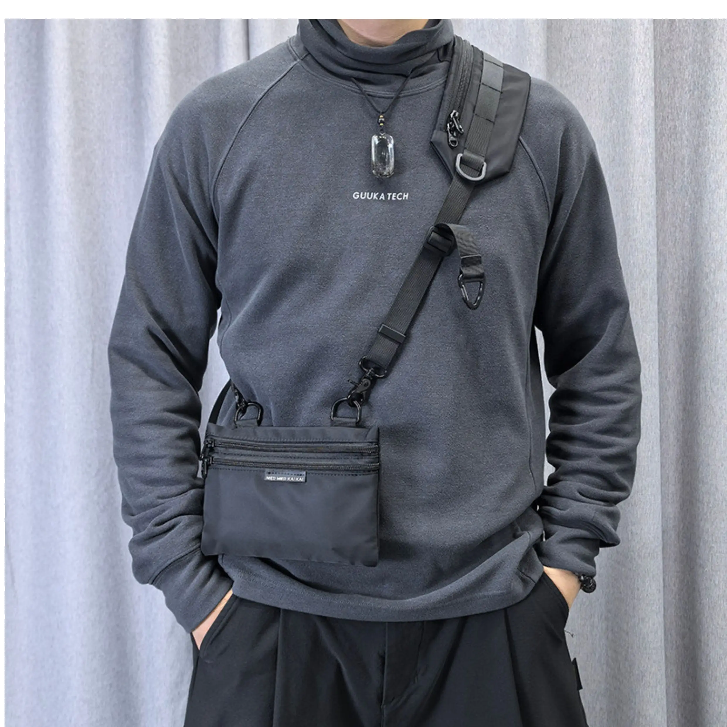 Multi-purpose Adjustable Bag Strap With Phone Storage Pouch Detachable Tactical Techwear Shoulder Strap Bag Accessories