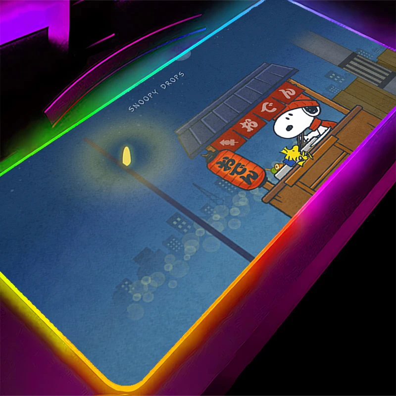 لوحة ماوس RGB سنوبي بإضاءة خلفية كبيرة للمكتب والكمبيوتر المحمول وملحقات ألعاب الكمبيوتر ولوحة المفاتيح ولوحة المفاتيح وحصيرة مكتبية