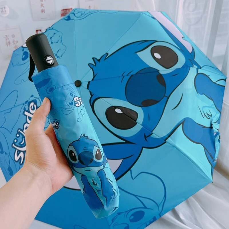 

Cartoon Stitch Sunscreen Automatic 3-fold Umbrella Cute Anime Portable UV-blocking Sun Umbrella Household Goods Child Gifts