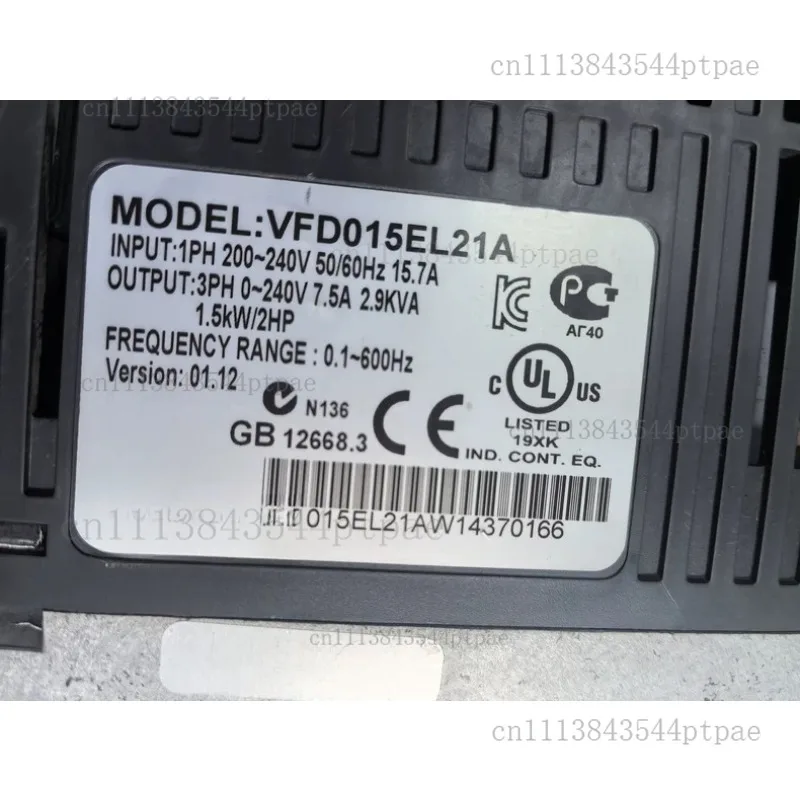 Vfd015el21a 1.5kw Single-phase Input Three-phase Output Frequency Converter (actual Picture Taken)