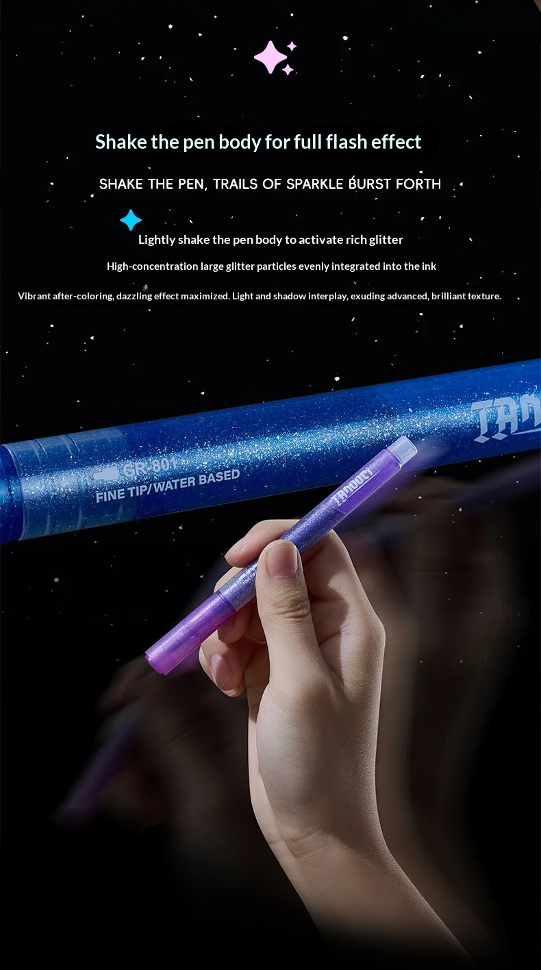 TANOOCI GR-801 Schimmernde Glitzermarker Präzise Feine Spitze Qualitäts-Flash-Stifte für Kulturelles Kreatives Design Studio Kunsthandwerk Werkzeuge – Detail 9