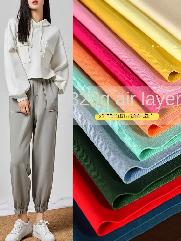 

Воздушный слой, мягкая клейкая дышащая четырехсторонняя эластичная ткань для свитеров и брюк, быстрое шитье, нейлоновый спандекс, вискозный материал