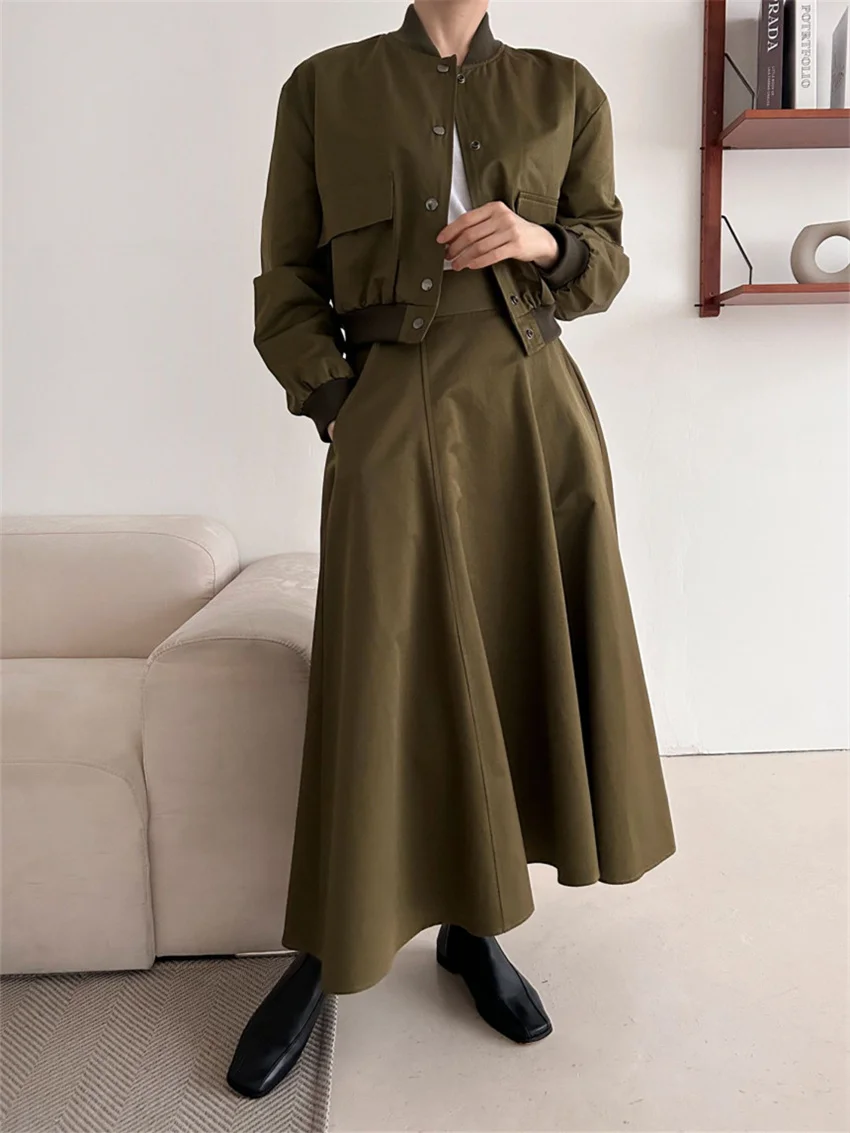 

Alien Kitty Chic High Street Suits Casual Women New Loose Jackets Spring Camping 2024 Office Lady Daily Vintage Maxi Skirts Sets
