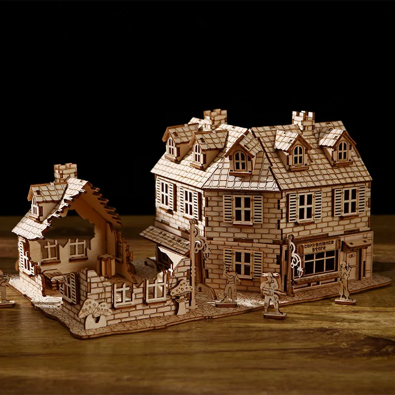 3d Wooden Puzzle 1942 War House Simulation Model Models Kit DIY Toy Model Building Kits for teens Adults Collection Gift