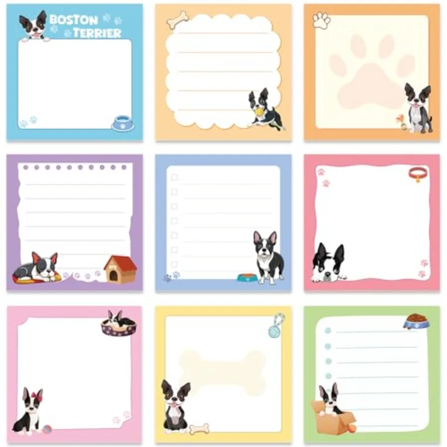 

Terrier Sticky Notes Gifts - 9 Pack Dog Notepads 3x3 Inch, Cute Puppy Self-Stick Memo Pads School Office Supplies, Terrier Gift