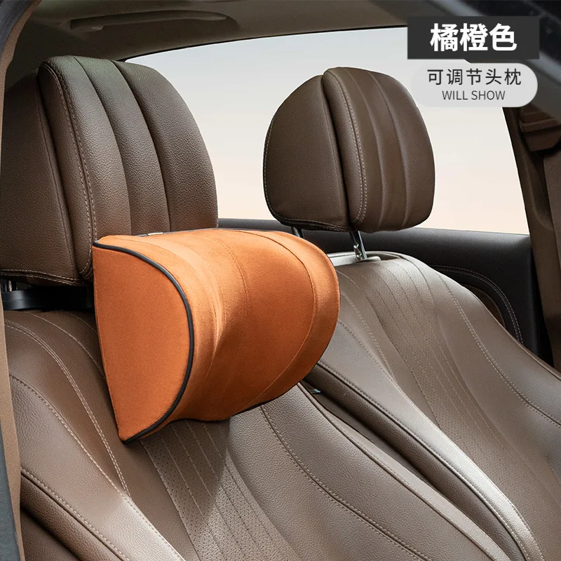 Stylish Orange U Shaped Auto Pillow,Skin‑friendly Microfiber Plush Headrest, All Season Neck Relief Memory Foam Vehicle Cushion