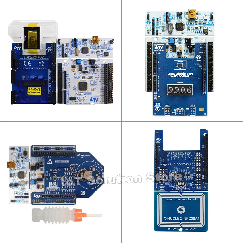 Set Di 1 Pezzo: P-NUCLEO-53L4A3, P-NUCLEO-6180A1, P-NUCLEO-IKA02A1, STEVAL-BFA001V1B, X-NUCLEO-67W61M1, X-NUCLEO-IHM07M1, X-NUCLEO-NFC08A1-image