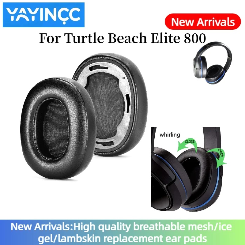 

YAYINCC Soft Foam Protein Leather Ear Pads With buckle Compatible For Turtle Beach Elite 800 Headset Earmuffs Repairing Parts