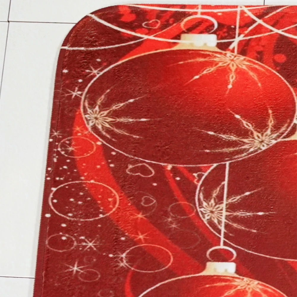 

Christmas Ball Pattern Bathroom Mat Set Red Antiskid Water Absorbent Quick Dry Washable For Toilet Floor Rug Closestool